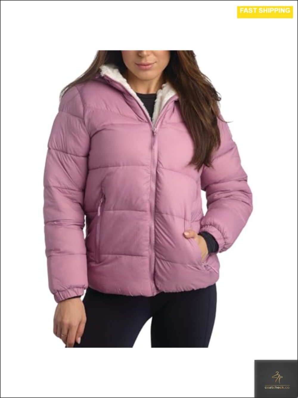Reebok Womens Heavyweight Quilted Puffer Parka Faux Fur Lined Pockets